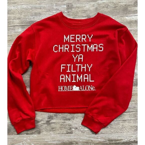 Home Alone Christmas Crop Sweatshirt Sz Lg - Picture 1 of 2